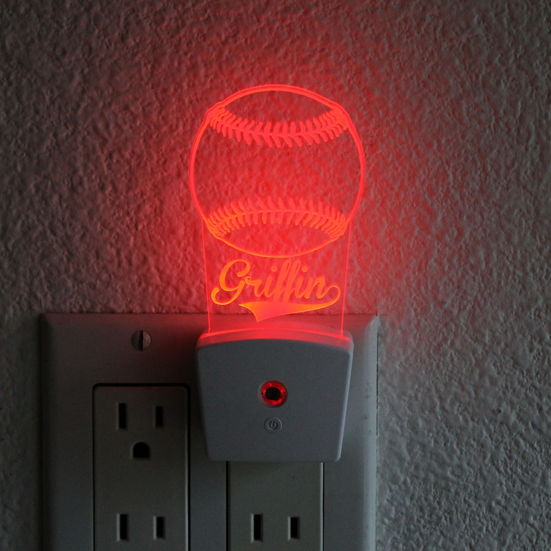 Baseball Night Light Plug in Personalized Night Light Plug Custom Night ...