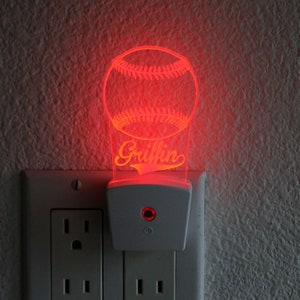 Baseball Night light Plug In Personalized Night light Plug Custom Night Light Plug Kid's Night Light Plug Boy's Decor --NLP-ACR-BASEBALL