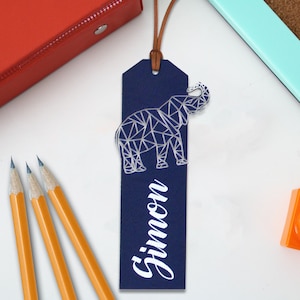 Personalisiertes Lesezeichen, Gravur Leder Lesezeichen, Kinder Lesezeichen, Lesezeichen für Kinder Zurück zur Schule Geschenk Elefant