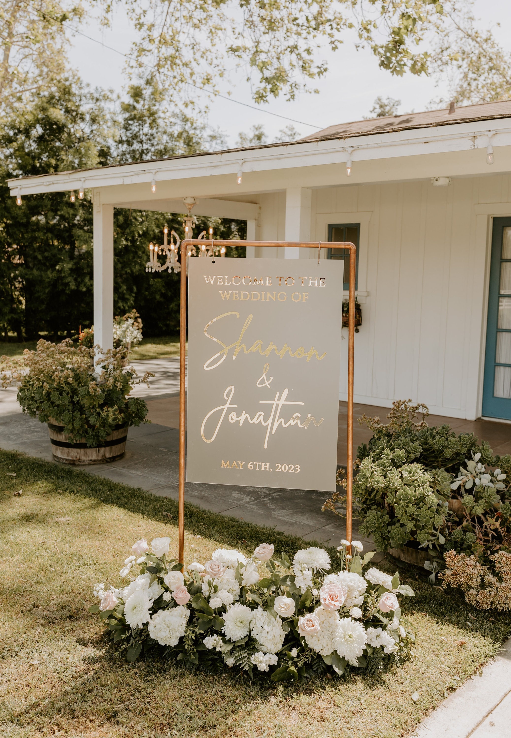 Wedding Welcome Sign Large Welcome Sign Frosted Acrylic and Gold Welcome Sign Engagement Party Sign Gold Wedding Party Sign, Gold Stand