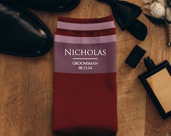 Personalized Wedding Dress Socks, Groomsmen Gifts, Bridal Party Gifts, Groomsmen Socks, Classic Wedding Dress Socks