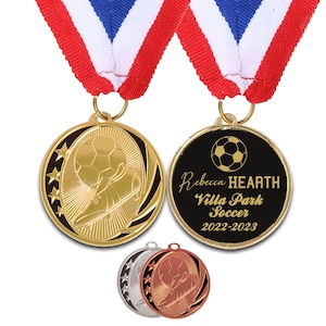 Soccer Medals Soccer Trophies Engraved Medal Trophy Little League Gifts Youth Soccer Trophy Gold Silver Bronze Soccer Medals Participation