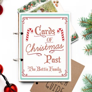 Porta biglietti di Natale, biglietti del Natale passato, porta biglietti di Natale personalizzati, contenitore per esposizione biglietti, album biglietti --CRDB-SUB-CANDYCANE