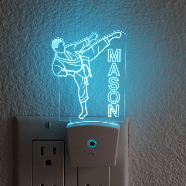 Karate Night light Plug In Personalized Night light Plug Custom Night Light Plug Kid's Bathroom Night Light Plug Boys Decor --NLP-ACR-KARATE