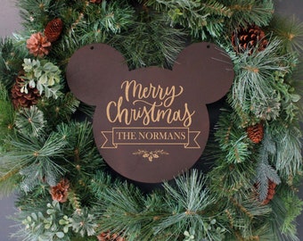 Segno di legno della ghirlanda di Natale personalizzata, segno della ghirlanda di Natale del legno personalizzato, ghirlanda di Natale del legno, segno della porta di Natale personalizzato