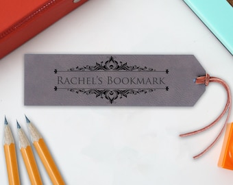 Marcador personalizado, Marcador de cuero personalizado, Marcador de cuero grabado, Marcadores para niños, Marcadores para niños Lectura de regalos de regreso a la escuela