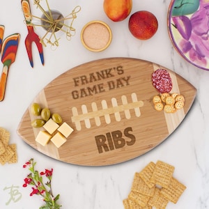 Personalized cutting board, Football Shaped Cutting Board, Football Charcuterie Board football team logo, Tailgate Serving Board --CB-FB-100