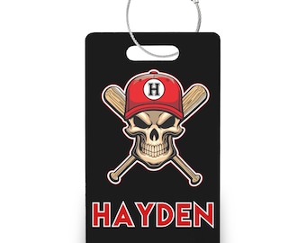 Personalized Baseball Name Tag, Baseball Bag and Keychain Tags, Baseball Party Favors, End of Season Gifts --BTAGR-SUB-HAYDEN