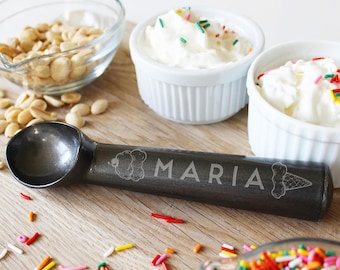 Personalized Ice Cream Scoop, Custom Engraved Aluminum Dessert Spoon