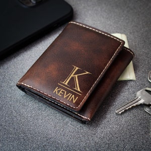 Monedero Personalizado, Portafolio De Cuero Personalizado, Portafolio De Hombre, Regalos De San Valentín, Regalos Del Día Del Padre, Regalos Para Papá, Monedero Inicial Monogram