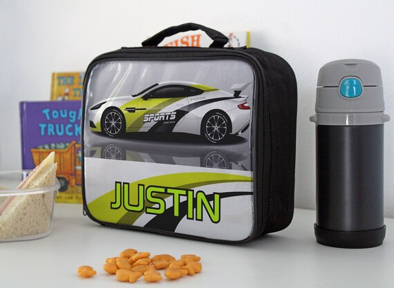 Sports Car Personalized Lunch Box, Lunch Box With Kid's Name