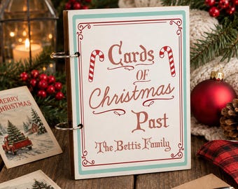 Porta biglietti di Natale, biglietti del Natale passato, porta biglietti di Natale personalizzati, contenitore per biglietti, album per biglietti --CRDB-SUB-CANDYCANE