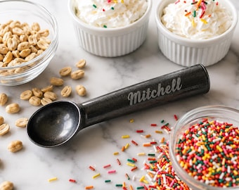 Personalized Laser Engraved Ice Cream Scoop, Custom Name Aluminum Dessert Tool