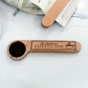 Personalized Coffee Scoop Bag Clip, Coffee Scoop Clip, Custom Coffee Scoop, Coffee Lover, Wood Coffee Scoops Coffee Scoop clip --cscp-nw-100