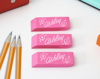 Personalized Set of 3 Erasers, Rubber Erasers, Back To School Gifts, Custom Erasers, School Gift, Personalized Rubber Eraser --ERS-P-ASHLEY