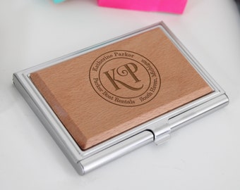 Personalisierter Visitenkartenhalter aus Holz, Visitenkartenhalter, Visitenkartenhüllen, Bürogeschenke, Geschäftsinhaber, Makler Verkäufer---BCH-WS-10