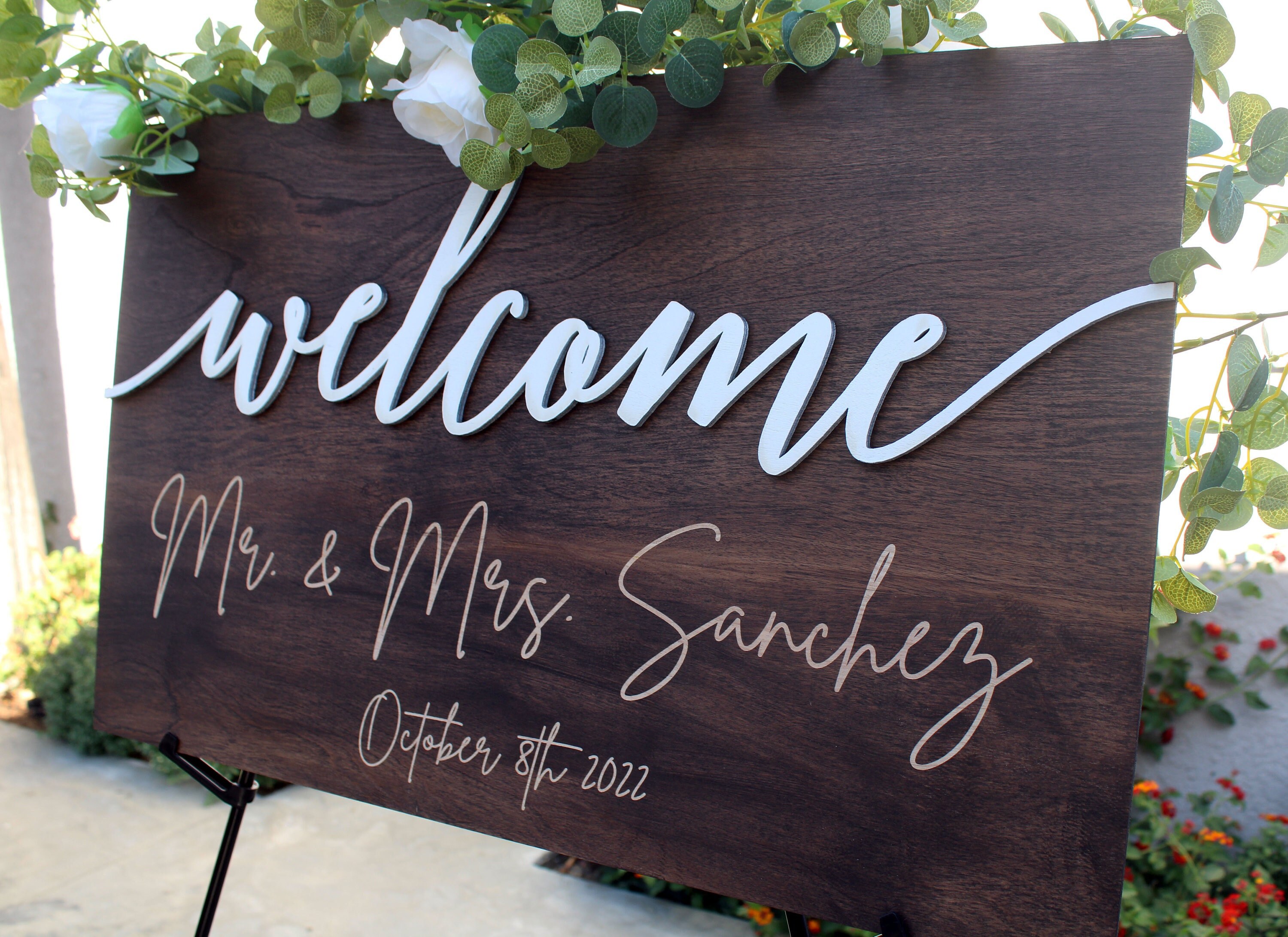 Large Welcome Letters Wedding Welcome Sign Large Welcome Sign Walnut Wood Welcome Sign ...