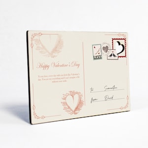 Hölzerne Liebespostkarte zum Valentinstag, Romantisches Geschenk für Frauen, Geschenke für die Freundin, Valentinstag Postkarte, Holz Postkarte --LPCV-Sub-9