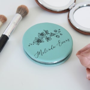 Personalized pocket mirror small hand mirror vanity mirror small compact mirror cute compact mirror Bridesmaid Gifts Maid of Honor --PMR-G-3