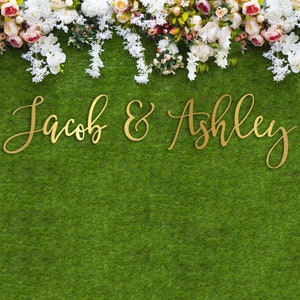 Hedge Wall Sign, Large Name cut outs, Wood name sign Large Wall and Hedge Signs for Weddings Bride Groom Names, Custom Hedge --HEDGE60-GLD-4