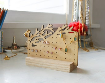 Miniaturowy spersonalizowany stojak na biżuterię, stojak na kolczyki, organizer na biżuterię, akrylowy stojak na biżuterię, drewniany stojak na biżuterię, drzewo biżuterii, ekspozytor na kolczyki