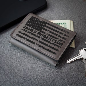 Monedero Personalizado, Portafolio De Cuero Personalizado, Portafolio De Hombre, Regalos De San Valentín, Regalos Del Día Del Padre, Regalos Para Papá, Billetera Bandera Americana