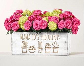 Personalized Wooden Planter Box | Custom Engraved Flower Pot, Mother’s Day Garden Decor