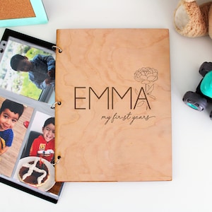 Baby Wood Photo Album with Photo Pages, Baby Photo Album, Kid&#39;s Photo Album with Sleeves, The Story of You, Baby Photo Album, My First Years