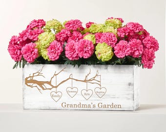 Personalized Wooden Planter Box | Custom Engraved Garden Decor, Farmhouse Style