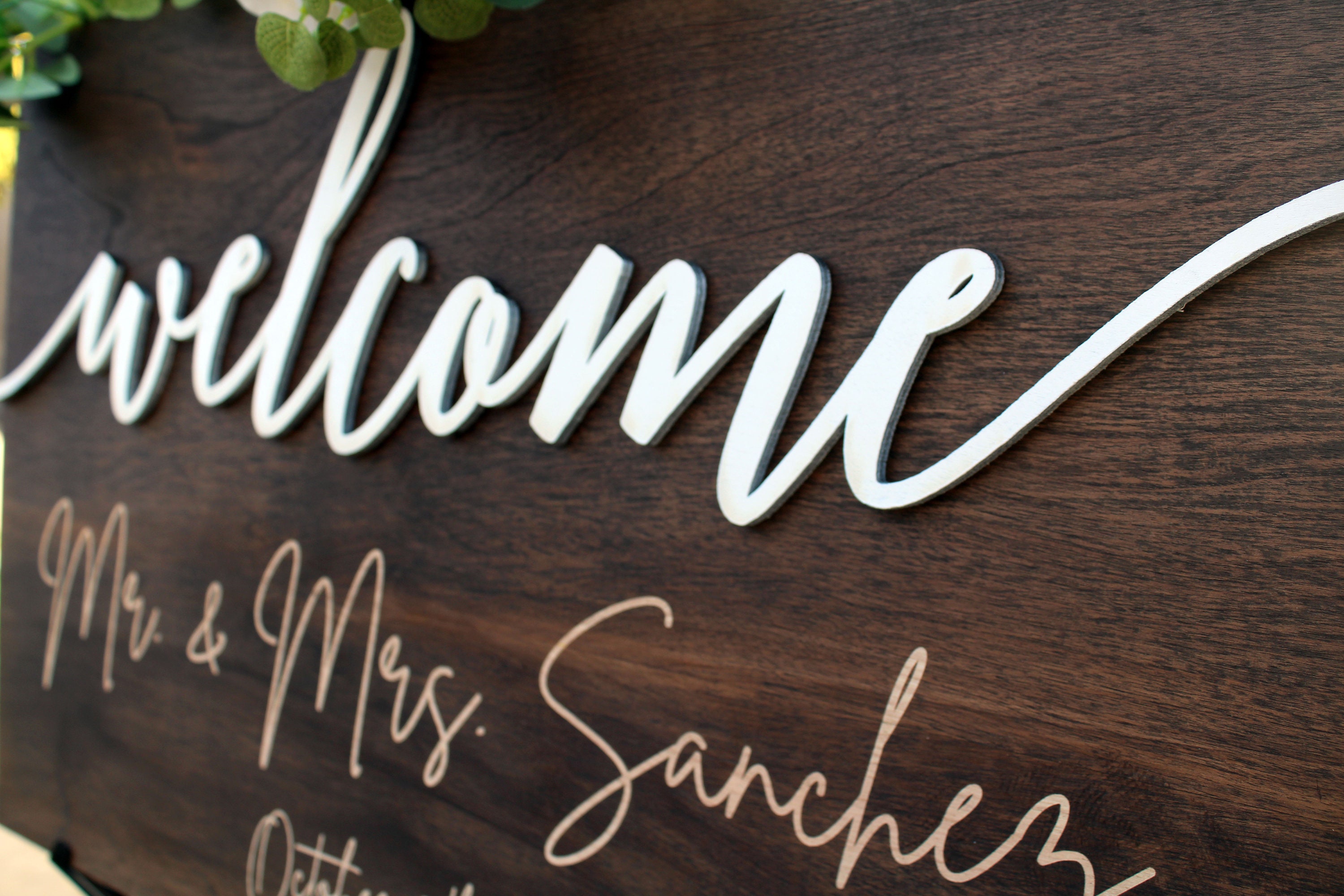Large Welcome Letters Wedding Welcome Sign Large Welcome Sign Walnut Wood Welcome Sign ...