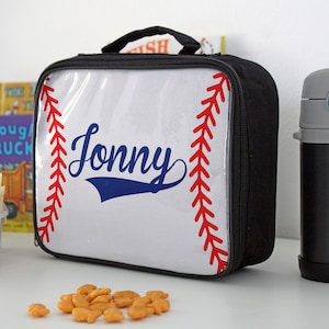 Honkbal gepersonaliseerde Kid&#39;s lunchbox, lunchbox met Kid&#39;s naam, aangepaste lunchbox voor kinderen, terug naar school geschenken, school geschenken--pond-W-100