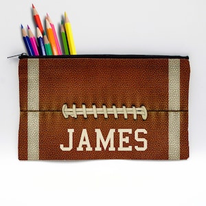 Personalized pencil bag, Custom pencil bag Customized pencil case Personalized kids&#39; pencil pouch, name pencil bag --PENB-W-FOOTBALL