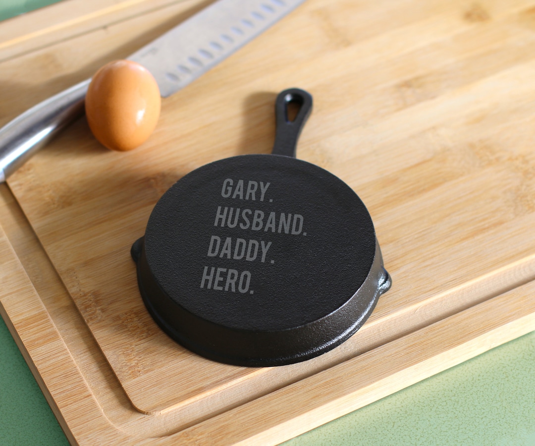 Personalized Cast Iron Pan, Personalized Kitchen Gift, Custom Dad BBQ ...