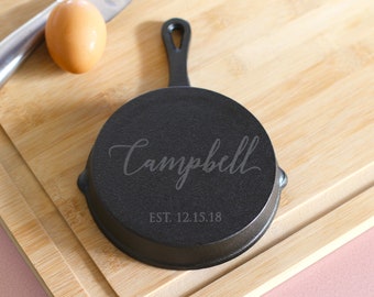 Personalized 6th Anniversary Cast Iron Pan, Sixth Anniversary Iron Gift, Personalized Kitchen Gift, Personalized Anniversary Gift--CS5-B-100