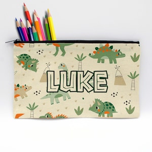 Personalized pencil bag, Custom pencil bag Customized pencil case Personalized kids&#39; pencil pouch, name pencil bag --PENB-W-DINOSAUR