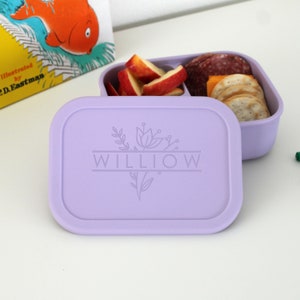 Personalized Silicone Bento Box Lunch Container for Kids - Bento Box for Kids, Custom Bento Box, Lunch Box for Kids -- BB-LP-WILLOW