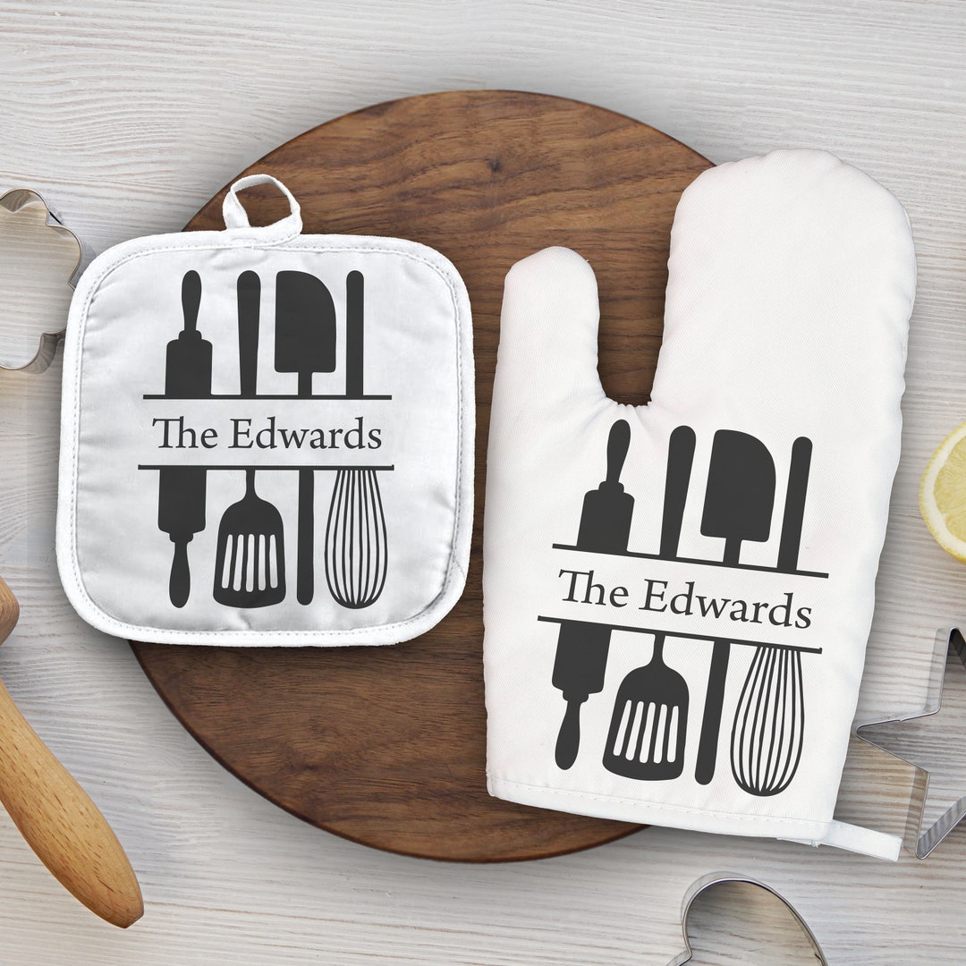 Personalized Oven Mitt and Pot Holder Set Personalized Oven Mitt