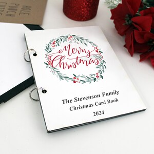 Porta biglietti di Natale, biglietti del Natale passato, porta biglietti di Natale personalizzati, contenitore per esposizione biglietti, album per biglietti --CRDB-SUB-XMASWREATH