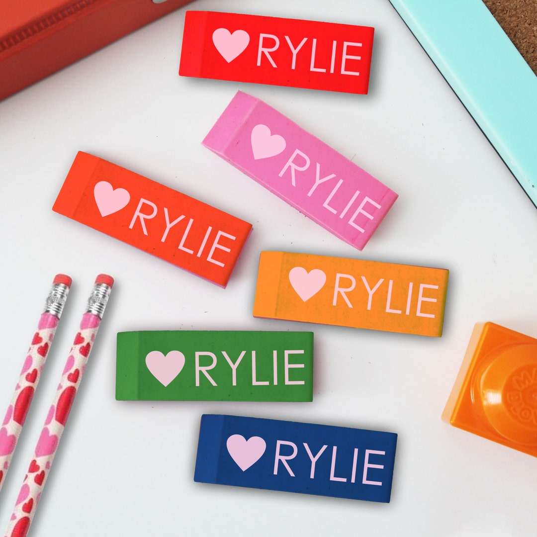 Custom Erasers, Set of 6 Personalized Erasers, Rubber Erasers, Back to School Gifts Custom