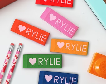 Custom Erasers, Set of 6 | Personalized Erasers, Rubber Erasers, Back To School Gifts Custom Erasers Kid's School GIfts --RE6-MULT-RYLIE