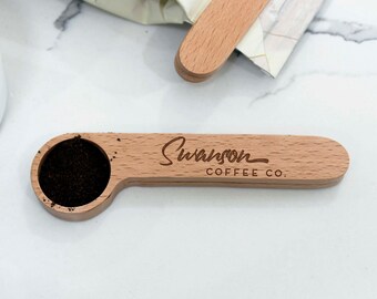 Personalized Coffee Scoop Bag Clip, Coffee Scoop Clip, Custom Coffee Scoop, Coffee Lover, Wood Coffee Scoops Coffee Scoop clip --cscp-nw-100