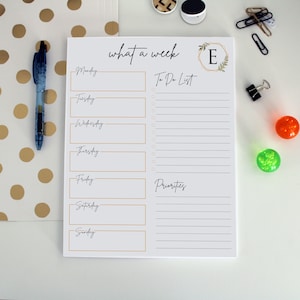 Personalized Notepad Stationery | 8.5 x 11 WEEKLY PLAN NOTEPAD -  Custom Notepad, Personalized Weekly Agenda Notepad, Weekly Planner Notepad