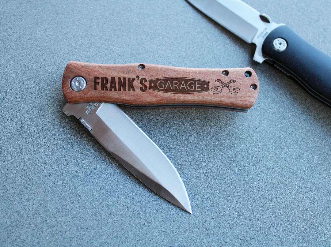 Pocket Knife Dad, Pocket Knife, Wood Handle Pocket Knife, Black Pocket Knife, Custom Knife