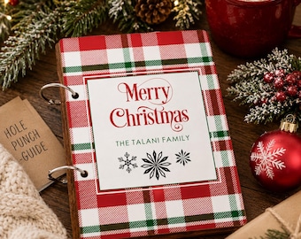 Porta biglietti di Natale, biglietti del Natale passato, porta biglietti di Natale personalizzati, contenitore per biglietti, album per biglietti --CRDB-SUB-PLAID