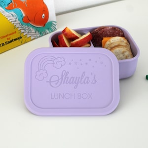Personalized Silicone Bento Box Lunch Container for Kids - Bento Box for Kids, Custom Bento Box, Lunch Box for Kids -- BB-LP-SHAYLA