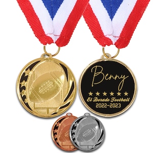Médailles de football Trophées de football Gravé Médaille Trophée Petite Ligue Cadeaux Youth Football Trophy Médailles d’or Argent Bronze Football Médailles de football