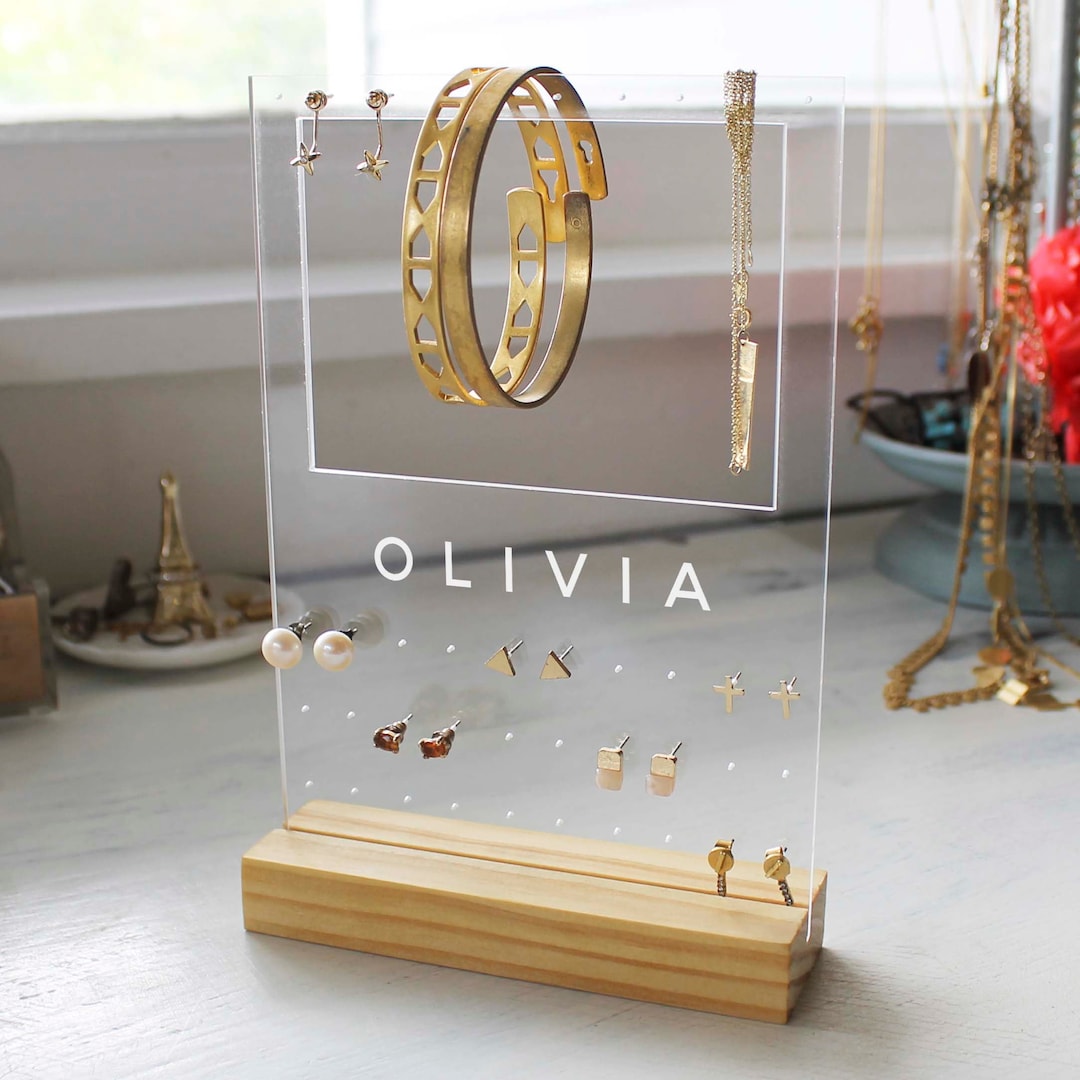 Acrylic photo holder + wooden base + light (heart + rectangle)