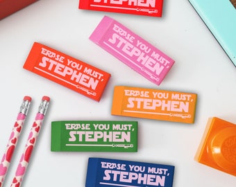 Custom Erasers, Set of 6 | Personalized Erasers, Rubber Erasers, Back To School Gifts Custom Erasers Kid's School GIfts --RE6-MULT-STEPHEN