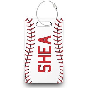 Baseball Namensschild, Baseball Tasche und Schlüsselbund Tags, Baseball Gastgeschenke, Saisonende Geschenke --BTAGR-UNTER-SHEA