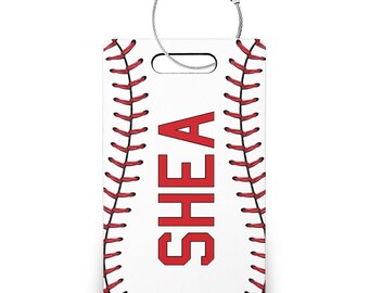 Personalized Baseball Name Tag, Baseball Bag and Keychain Tags, Baseball Party Favors, End of Season Gifts --BTAGR-SUB-SHEA
